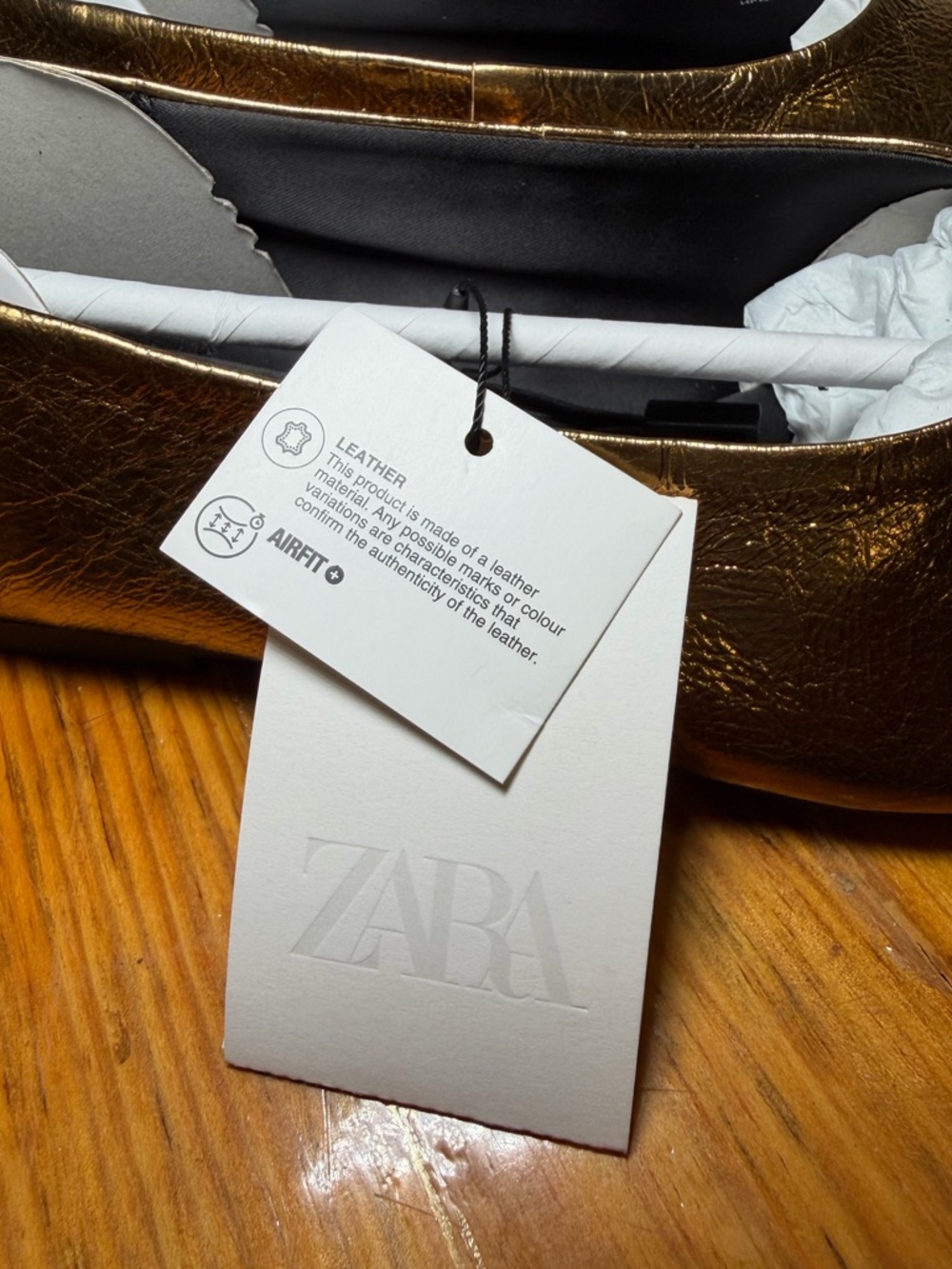 ZARA Metallic Gold Women's Ballet Flat - Picture 7 of 7